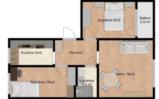 Mokotów: 3 ustawne pokoje + kuchnia, po remoncie