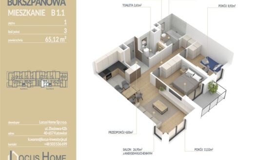 Mieszkanie 3-pokojowe Katowice ulica Bukszpanowa