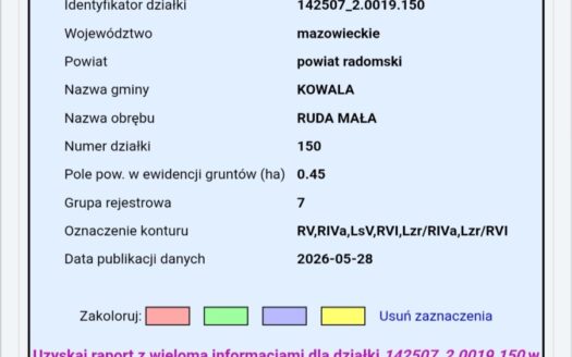 Działki z możliwością zabudowy 15 km od Radomia