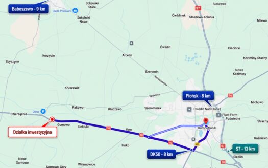 Działka inwestycyjna przy DK10 z WZ i strefą 1SH