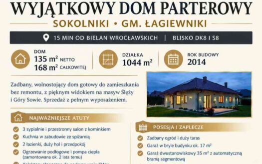 DOM 135m2 WROCŁAW SOKOLNIKI 1044m2 BEZ POŚREDNIKÓW