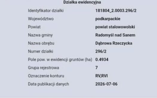 Działka budowlana z WZ-15 min od Stalowej Woli
